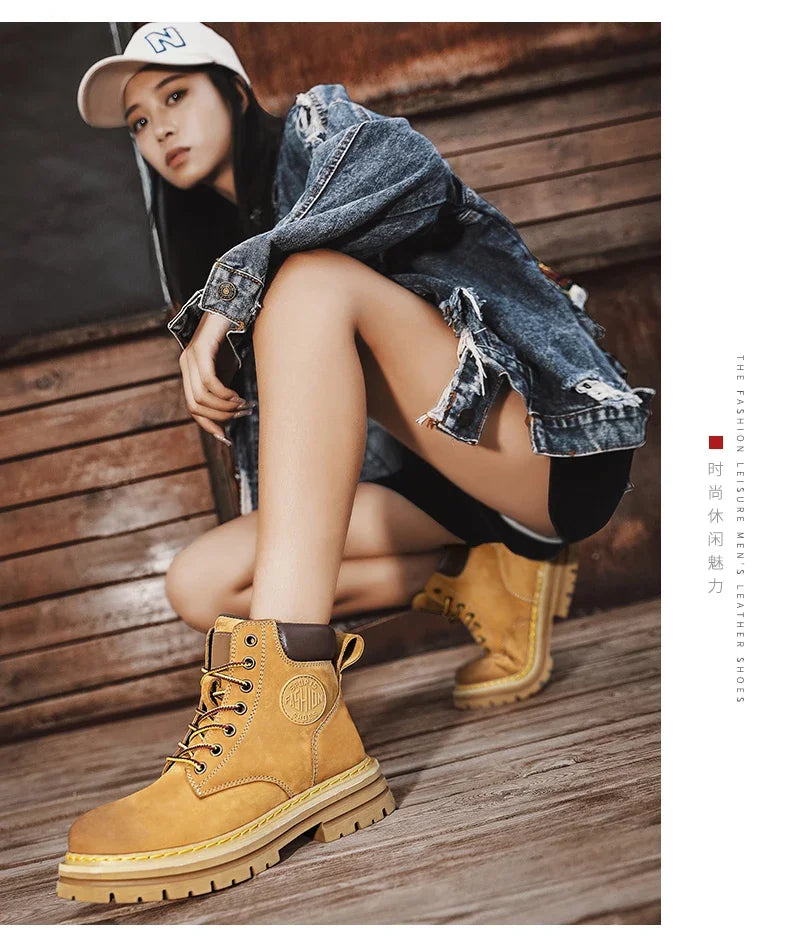 High-Quality Men’s & Women’s Lace-Up Leather High Top Boots